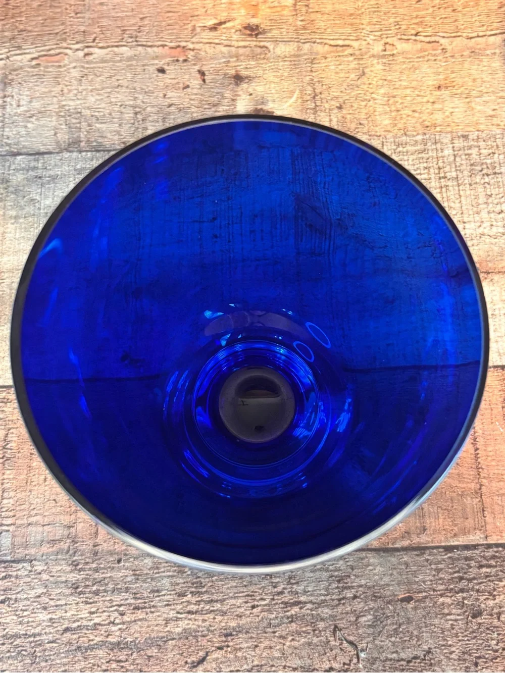 Crate & Barrel Cobalt Blue Glass Candy Jar With Lid Made In Poland Home Decor